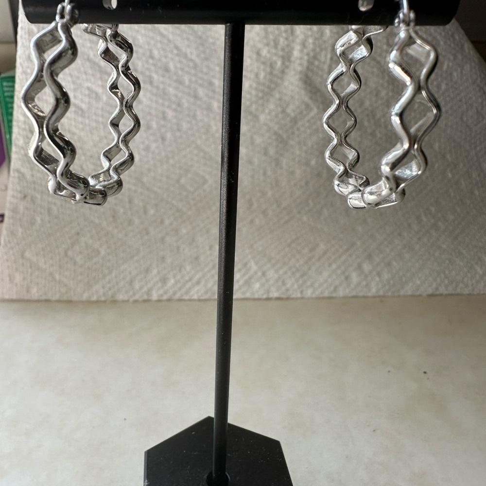 Lia Sophia Silver Geometric Dangle Earrings